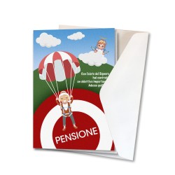Biglietto di auguri di pensionamento donna in carta perlata con busta