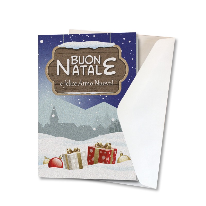 Biglietto di auguri di Buon Natale in carta perlata con busta Biglietto di auguri di Buon Natale in carta perlata con busta