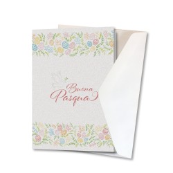 Biglietto di auguri di Buona Pasqua in carta perlata con busta