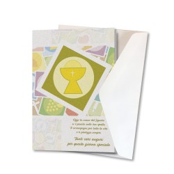 Biglietto di auguri di Prima Comunione in carta perlata con busta