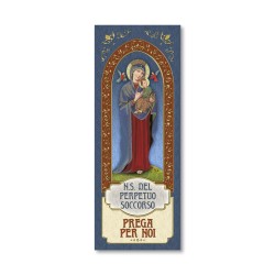 Segnalibro con cornice in oro a caldo della Madonna del Perpetuo Soccorso con preghiera a retro