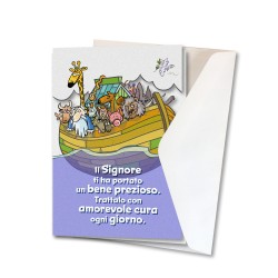 Biglietto con l'Arca di Noè in carta perlata con busta