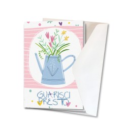 Biglietto di auguri di pronta guarigione in carta perlata con busta