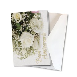Biglietto di auguri di anniversario di nozze in carta perlata con busta