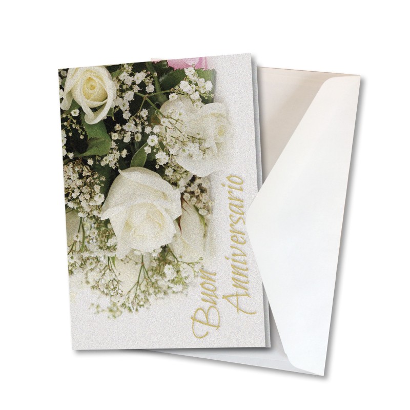 Biglietto di auguri di anniversario di nozze in carta perlata con busta Biglietto di auguri di anniversario di nozze in carta perlata con busta