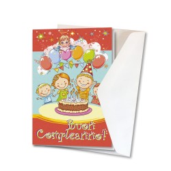 Biglietto di auguri di Buon Compleanno in carta perlata con busta