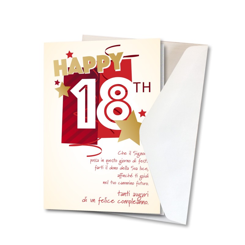 Biglietto per il 18° compleanno in carta perlata con busta Biglietto per il 18° compleanno in carta perlata con busta