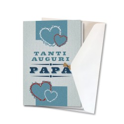 Biglietto di auguri al papà in carta perlata con busta