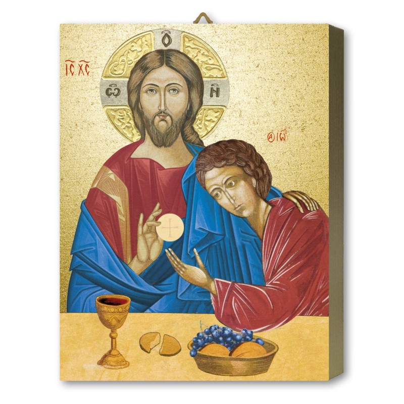 Tavola Lignea dell'icona di Gesù con San Giovanni in scatola regalo Tavola Lignea dell'icona di Gesù con San Giovanni in scatola regalo