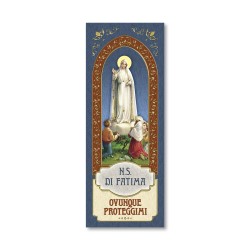 Segnalibro con cornice in oro a caldo della Madonna di Fatima con preghiera a retro