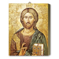 Tavola Lignea dell'icona del Gesù Pantocratore con libro chiuso in scatola regalo