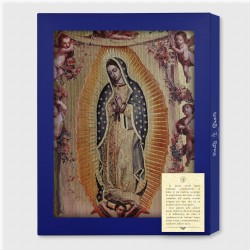 Tavola Lignea della Madonna di Guadalupe con angeli in scatola regalo